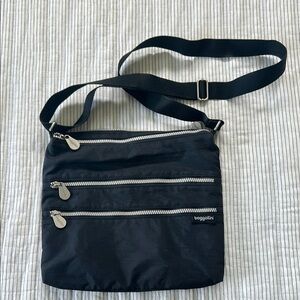 Baggallini Black Messenger Bag with Minimalist Design